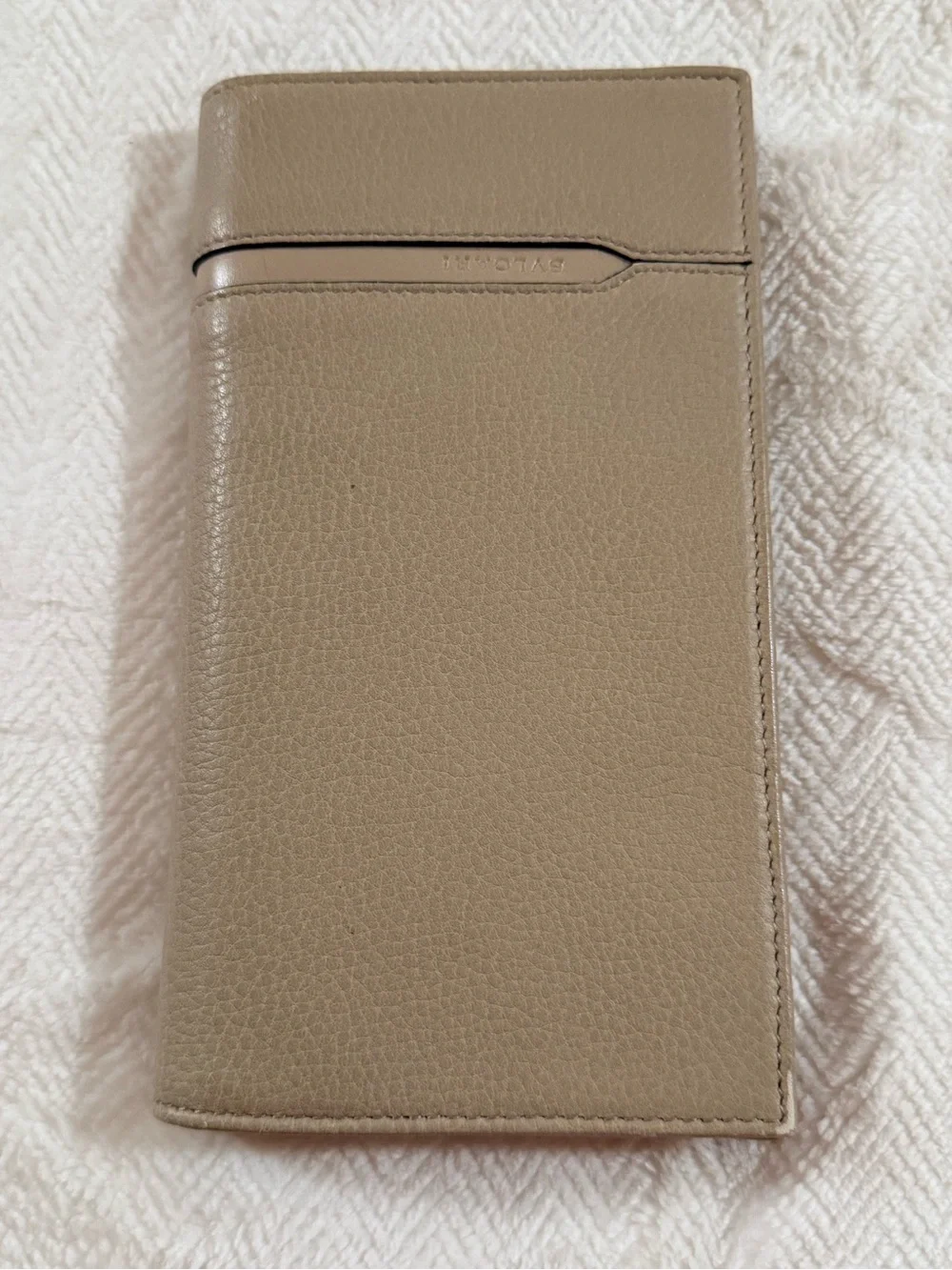 Bulgari Taupe Grained Leather Long Wallet for Men